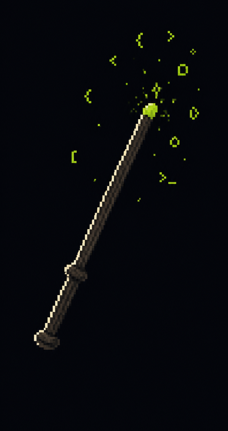 Vertical pixel-art wand